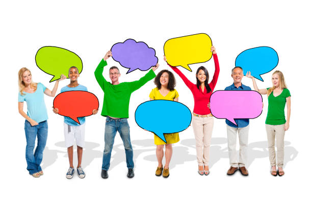 istock Diverse People Holding Colourful Speech Bubbles 510997913