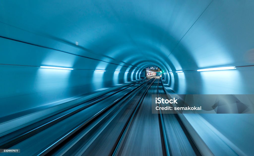 Real tunnel with high speed Underground train tunnel, blurred motion Abstract Stock Photo
