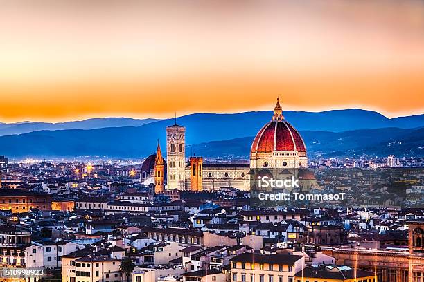 The Duomo Of Florence At Sunset Italy Stock Photo - Download Image Now - Florence - Italy, Piazzale Michelangelo, Antique