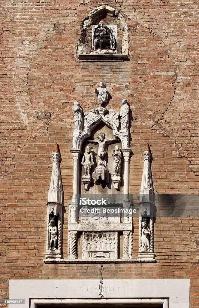 Sculpture of the crucifixion Photo of the crucifixion Sculpture in the Venice church Christianity Stock Photo