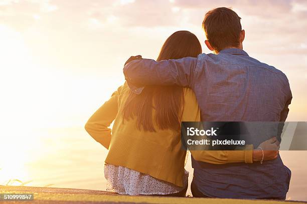 Summer Sunsets Are All We Need Stock Photo - Download Image Now - Couple - Relationship, Arm Around, Rear View