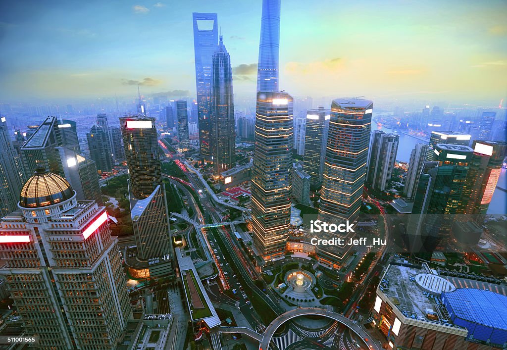 shanghai lujiazui finance view from the Oriental Pearl TV Tower.shanghai lujiazui financial center aside the huangpu river.China Apartment Stock Photo