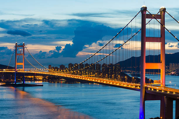 istock night scene of Tsing Ma bridge 511002545