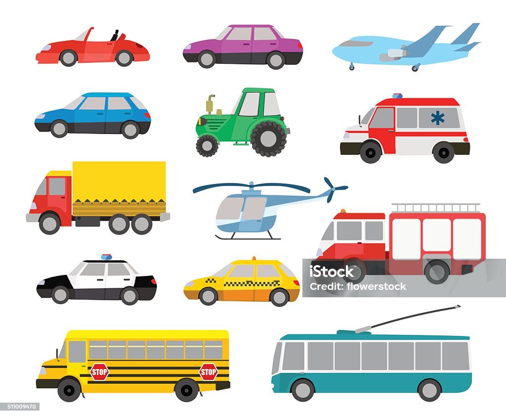 Cartoon Cars And Vehicles Stock Illustration - Download Image Now -  Tractor, Bus, Car - iStock