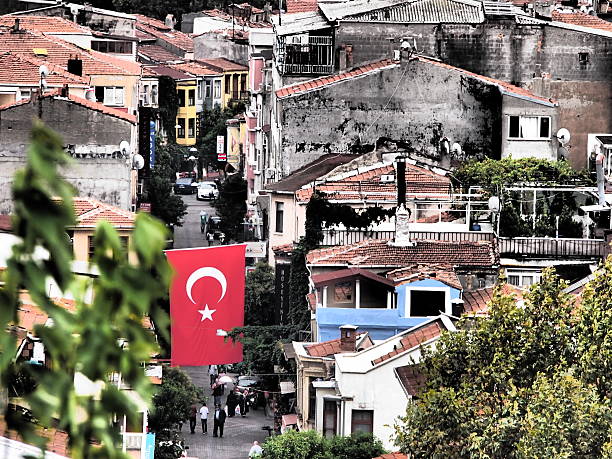 istock Turkish flag and view of Bosphorus 511009534