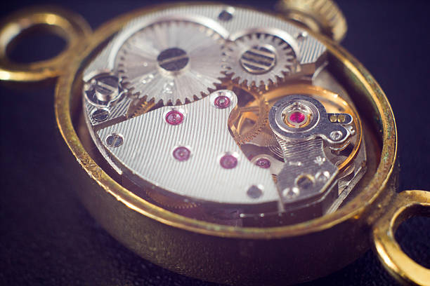 istock Analog clock metal mechanism close up 511010060