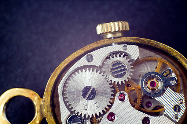 istock Analog clock metal mechanism close up 511010220