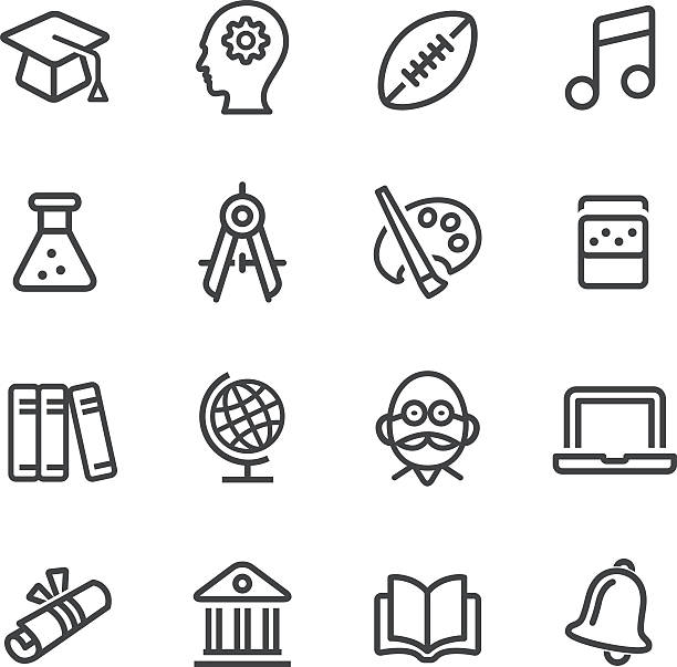 bildung und schule symbole-line serie - teaching music learning sign stock-grafiken, -clipart, -cartoons und -symbole