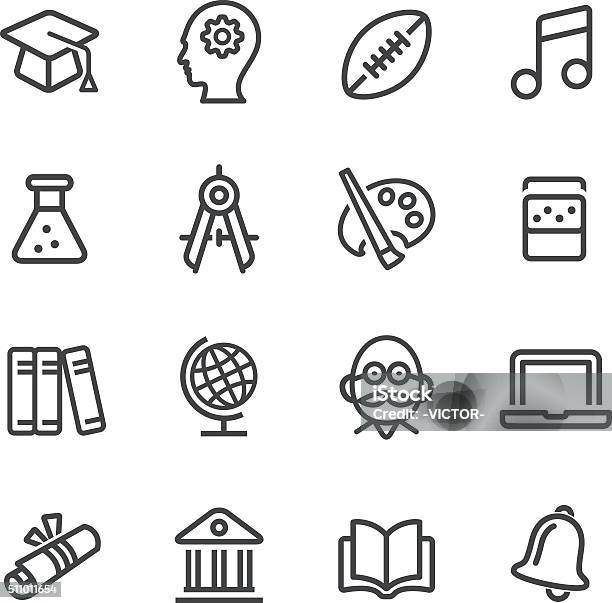 Education And School Icons Line Series Stock Illustration - Download Image Now - Diploma, Studying, Back to School