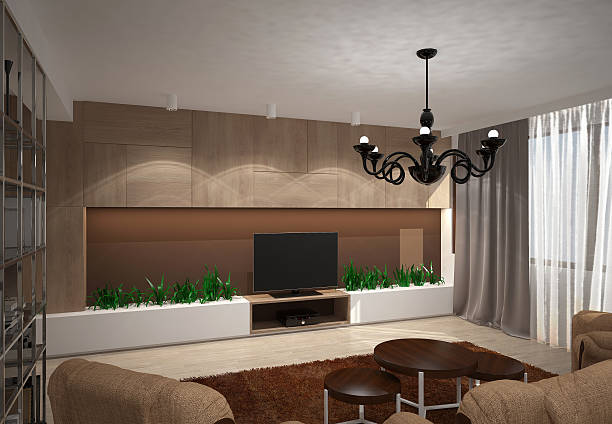istock 3d rendering of a living room interior design 511012026
