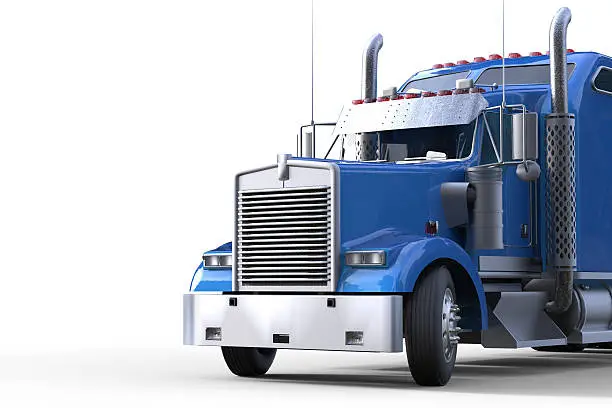 Photo of Blue truck Front View and Background Isolated