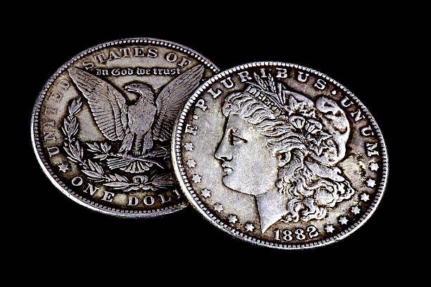 istock Old Worn 1881 and 1882 US Dollars 511014964