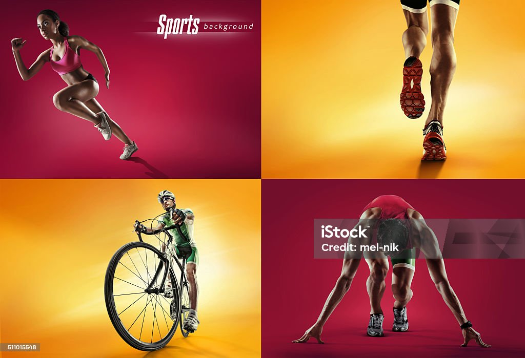 Fond de sport. Cycliste et Runner - Photo de Courir libre de droits