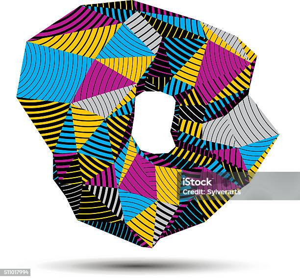 Striped Patterned Objects Asymmetric 3d Abstract Striped Object Colorful Geometric Vector Stock ...