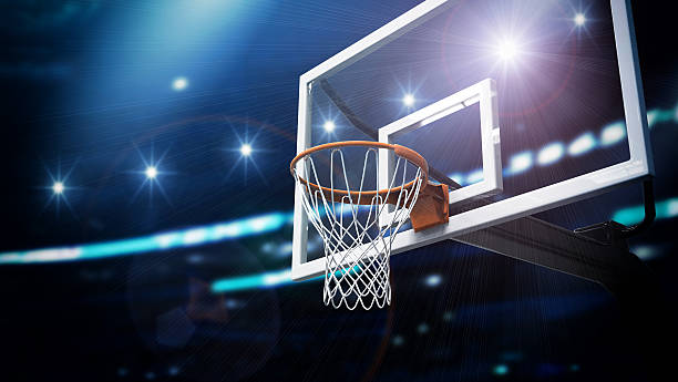 Basketball arena An imaginary basketball hoop and arena is modelled and rendered. basketball hoop stock pictures, royalty-free photos & images