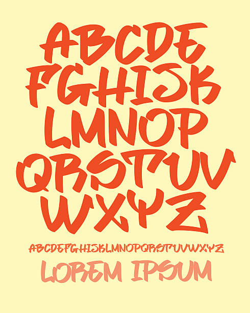 illustrazioni stock, clip art, cartoni animati e icone di tendenza di graffiti carattere mano scritto alfabeto-vettoriale - graffiti fonts