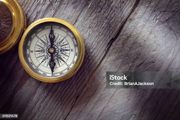 Antique Golden Compass Stock Photo - Download Image Now - Navigational Compass, The Next Step, Guidance