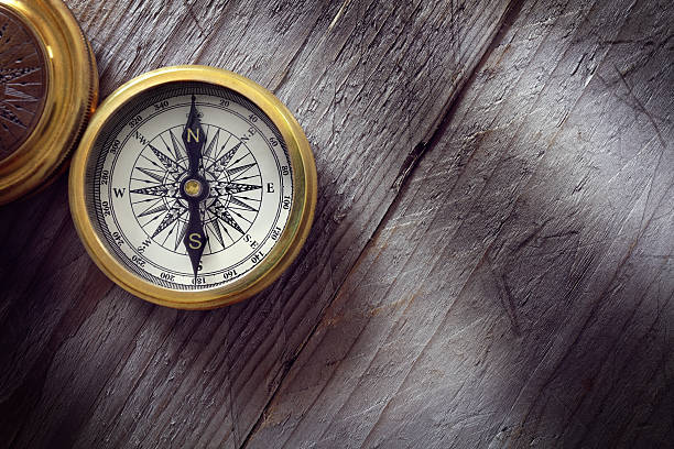 старинный золотой компас - compass guidance business direction стоковые фото и изображения
