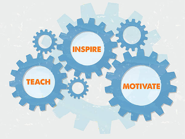 istock teach, inspire, motivate in grunge flat design gears 511022222