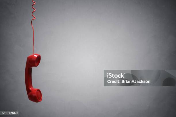 Red Telephone Receiver Stock Photo - Download Image Now - Off The Hook, Telephone, Contact Us