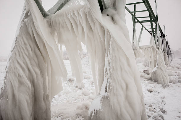 istock Thick ice covering a pier on Lake MIchigan. 511022460