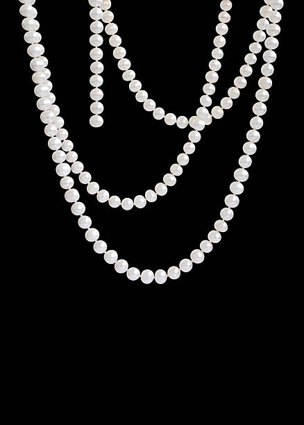 istock Hanging natural pearl necklace, isolated on black 511026152