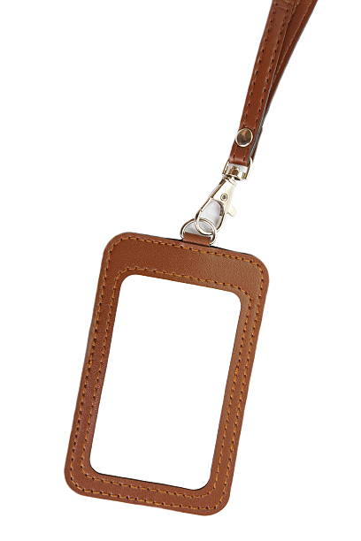 istock Brown leather id card holder on white 511026749