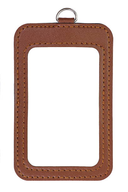 istock Brown leather id card holder on white 511026759