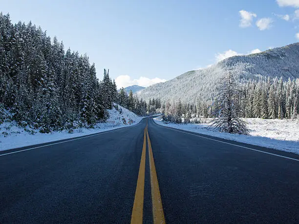 Photo of Fresh Snow Along Open Mountain Road