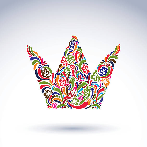 kolorowy kwiat-wzorzyste korona, koronacja wektor elementu projektu - flowerpatterned stock illustrations