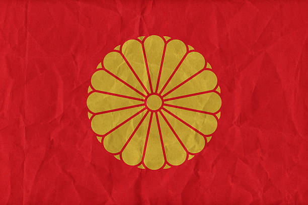Japanese Emperor flag pattern on paper texture,retro vintage style