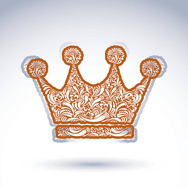 kwiat ze wzorem ozdobne korona, sztuka królewski symbolem. król coronet - flowerpatterned stock illustrations