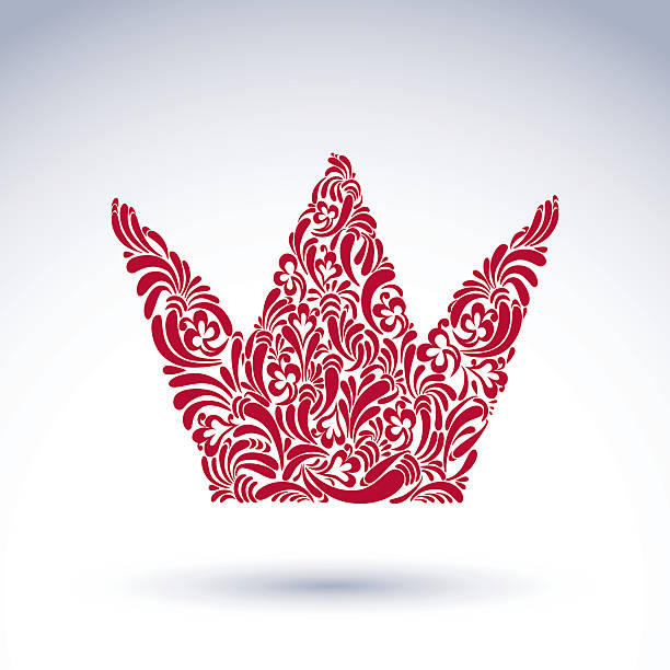 kwiat ze wzorem ozdobne korona, sztuka królewski wektor symbolem. - flowerpatterned stock illustrations