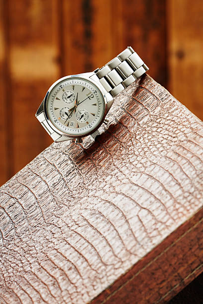 istock Luxury men's watch on leather, close up 511030403
