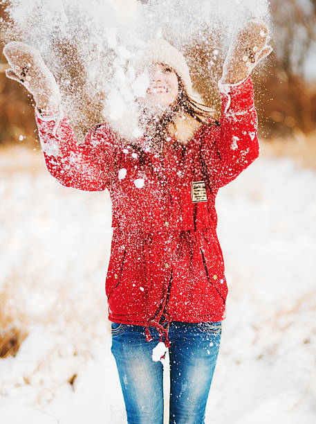 istock Winter nice girl holding a red heart 511033000