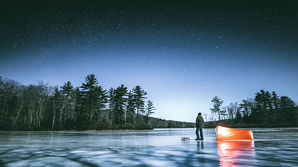 Winter stargazing in Connecticut stock photo