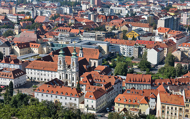 istock Graz downtown autumn aerial cityscape, Austria. 511055646