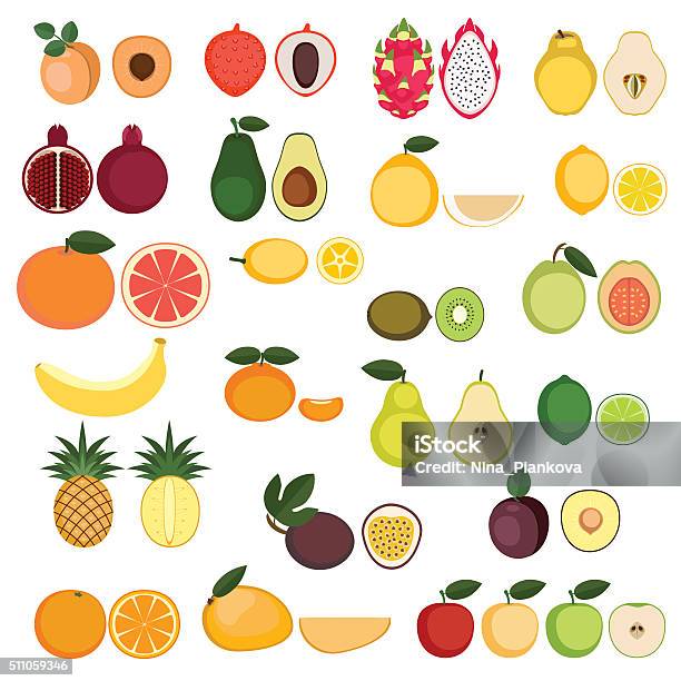 Collection Of Fruits Icons Stock Illustration - Download Image Now - Fruit, Guava, Apple - Fruit