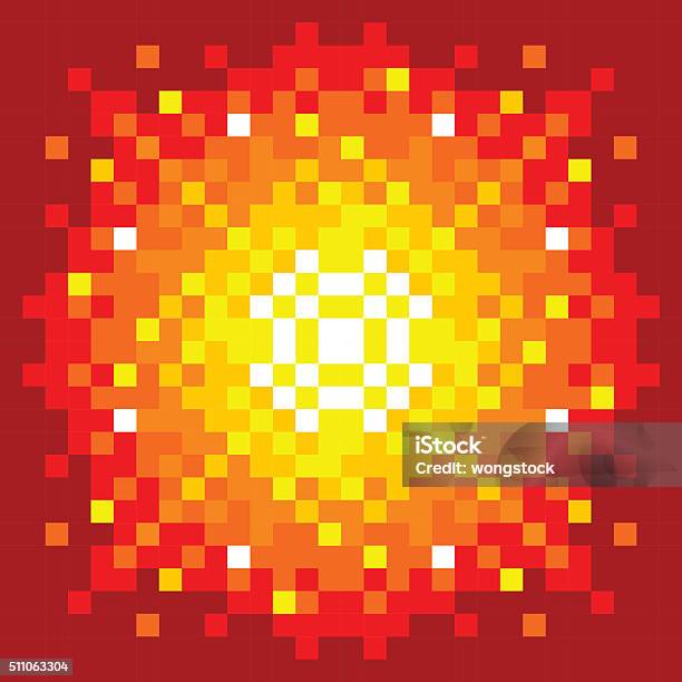 8bit Pixelart Firey Explosion Stock Illustration - Download Image Now - Pixelated, Exploding, Video Game
