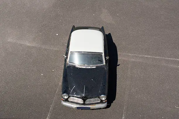 old dusty car from above