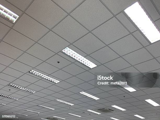 Office Ceiling Stock Photo - Download Image Now - Fluorescent Light, Ceiling, Household Fixture