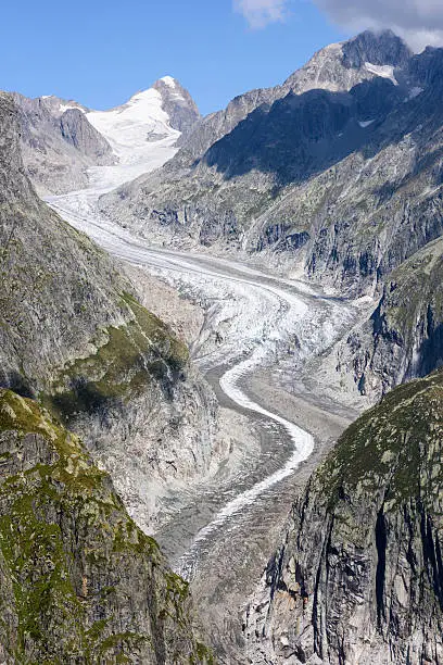 The Fiescher Glacier (German: Fieschergletscher) is the 3rd largest glacier in the European Alps (Switzerland).