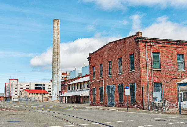 Buildings Old and New on Mare Island at Vallejo California stock photo