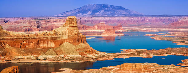 Gunsight Butte in Glen Canyon National Recreation Area Utah USA Gunsight Butte on the Utah side of Lake Powell in Glen Canyon National Recreation Area USA gunsight butte stock pictures, royalty-free photos & images