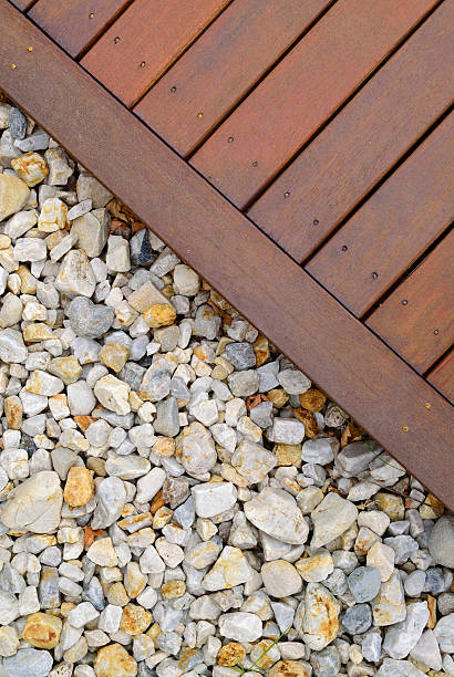 istock Combinations of timber decking and rocks 511067120