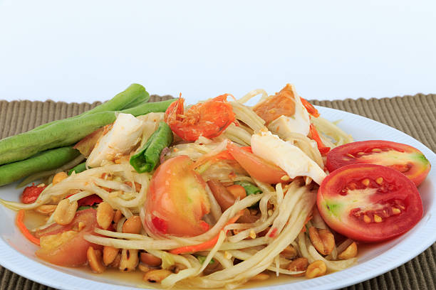 Papaya salad with shrimp, famous Thai food. Thai salad, Famous Thai food, it called Somtum.