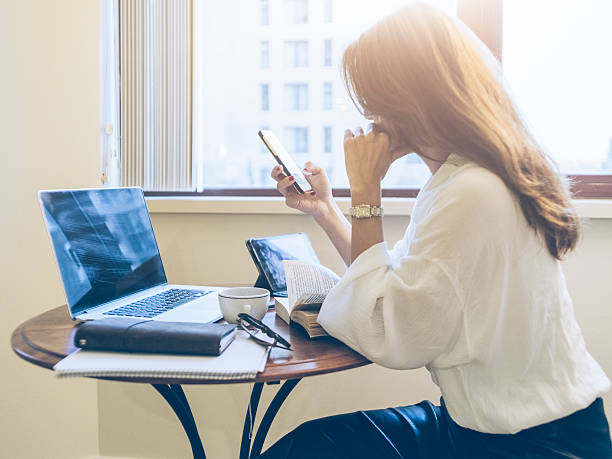 Japanese woman working at home