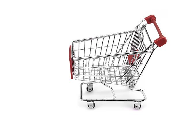 istock New Empty Red Shopping Cart Isolated On White, Side View 511071446