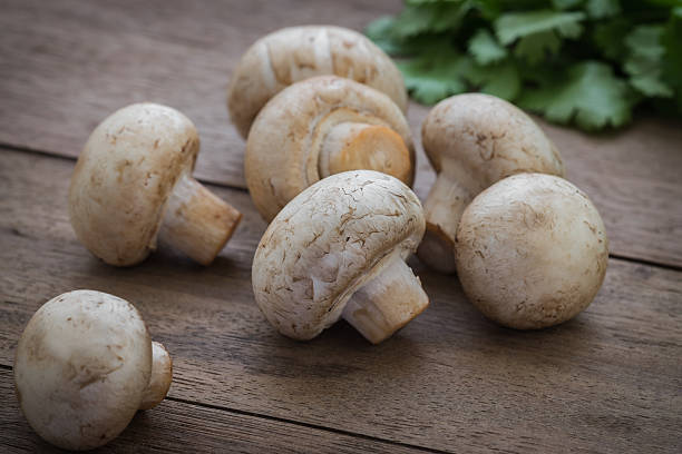 istock Mushrooms on wooden table 511073264