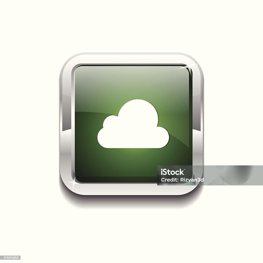 Cloud Rounded Rectangular Vector Green Web Icon Button Chrome stock vector